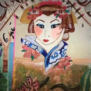 Japanese Geisha girl Acrylic Painting